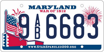 MD license plate 9AB6683
