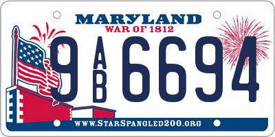 MD license plate 9AB6694