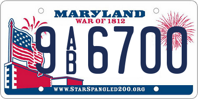 MD license plate 9AB6700