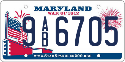 MD license plate 9AB6705