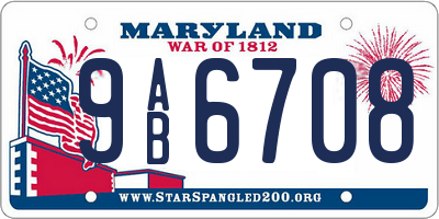MD license plate 9AB6708