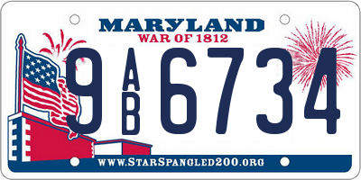 MD license plate 9AB6734