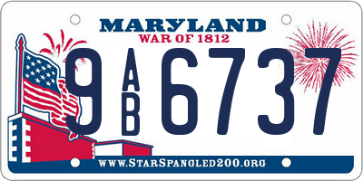 MD license plate 9AB6737