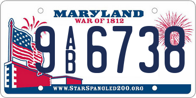 MD license plate 9AB6738