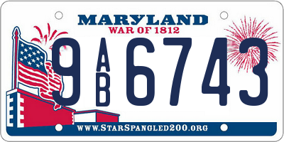 MD license plate 9AB6743