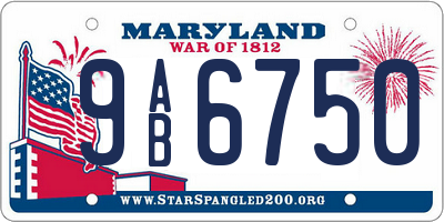 MD license plate 9AB6750