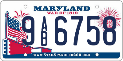 MD license plate 9AB6758