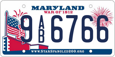 MD license plate 9AB6766