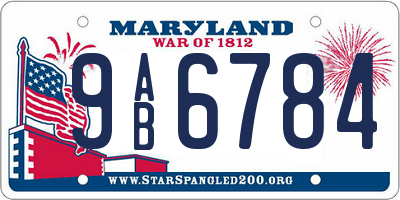 MD license plate 9AB6784