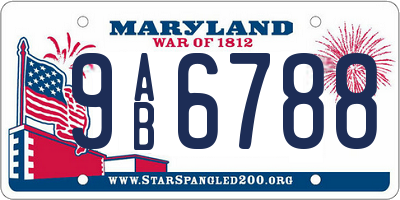MD license plate 9AB6788