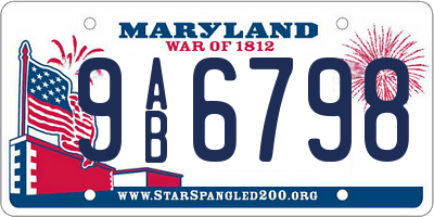 MD license plate 9AB6798