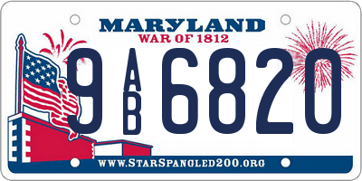 MD license plate 9AB6820