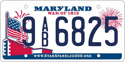 MD license plate 9AB6825