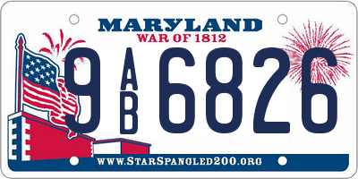 MD license plate 9AB6826