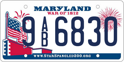 MD license plate 9AB6830