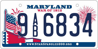 MD license plate 9AB6834