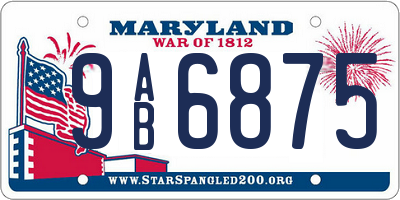 MD license plate 9AB6875