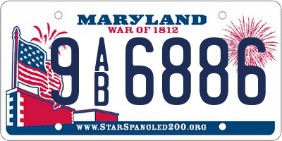 MD license plate 9AB6886