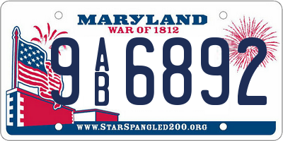 MD license plate 9AB6892