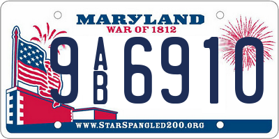 MD license plate 9AB6910