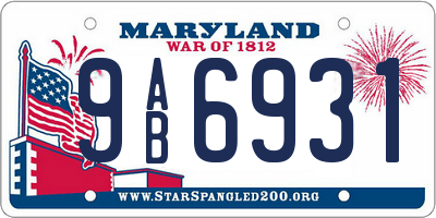 MD license plate 9AB6931