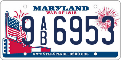 MD license plate 9AB6953