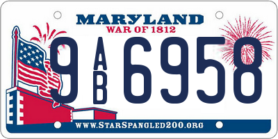 MD license plate 9AB6958