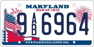 MD license plate 9AB6964