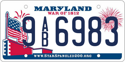 MD license plate 9AB6983