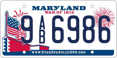 MD license plate 9AB6986