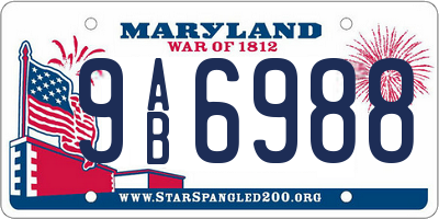 MD license plate 9AB6988