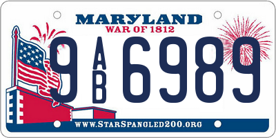MD license plate 9AB6989