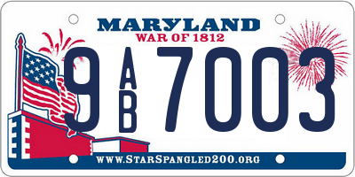 MD license plate 9AB7003