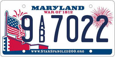 MD license plate 9AB7022