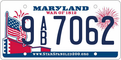 MD license plate 9AB7062