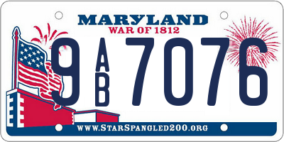 MD license plate 9AB7076