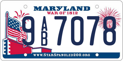 MD license plate 9AB7078