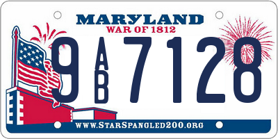 MD license plate 9AB7128