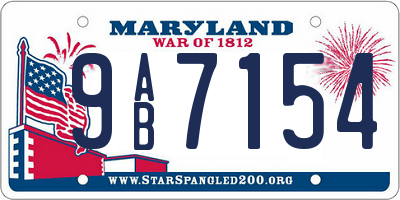 MD license plate 9AB7154