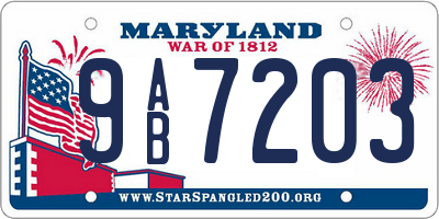 MD license plate 9AB7203