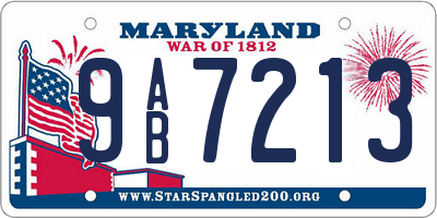 MD license plate 9AB7213