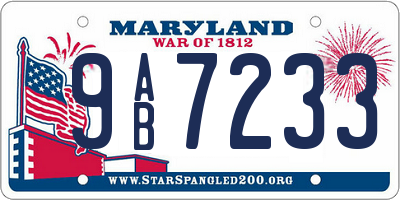 MD license plate 9AB7233