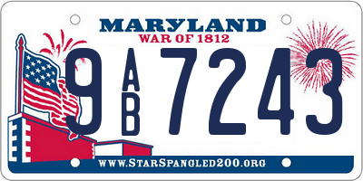 MD license plate 9AB7243