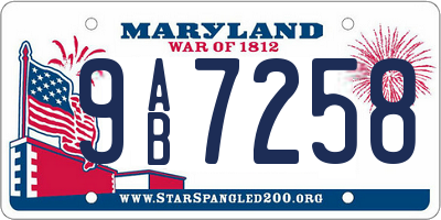 MD license plate 9AB7258