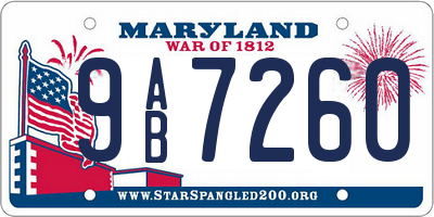 MD license plate 9AB7260