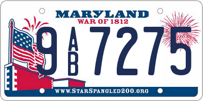 MD license plate 9AB7275