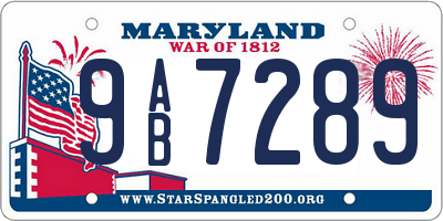 MD license plate 9AB7289