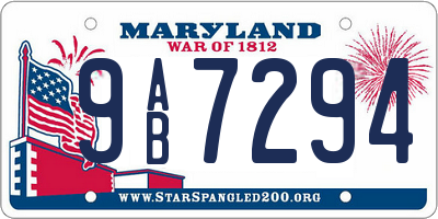 MD license plate 9AB7294