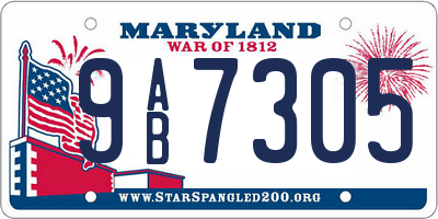 MD license plate 9AB7305