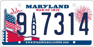 MD license plate 9AB7314